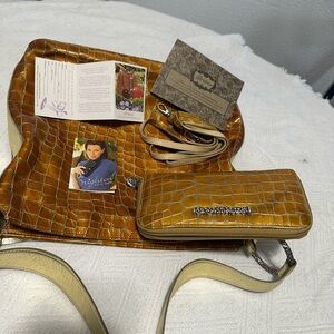 Brighton Gold Croc-Embossed Shoulder Bag